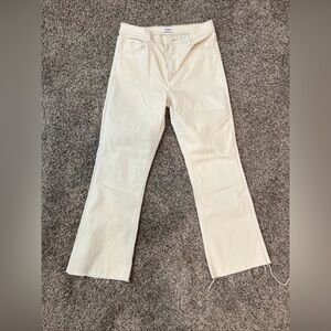 Pistola Lennon High Waist Raw Hem Crop Bootcut Jeans Cream 29